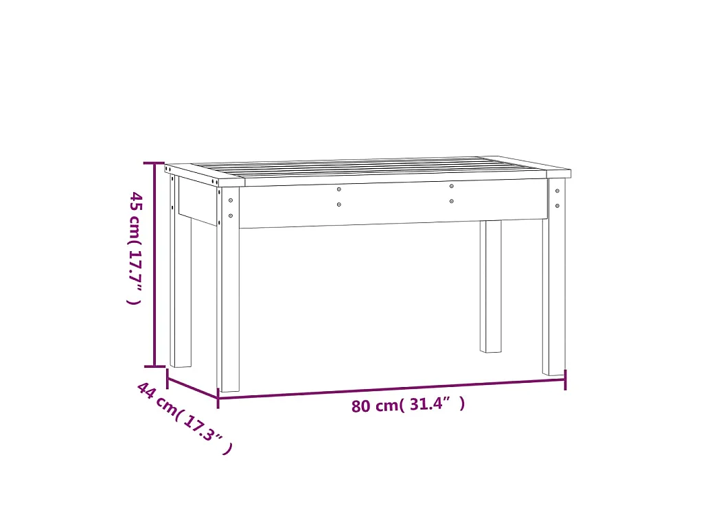 Panca da Giardino Grigia 80x44x45 cm Legno Massello di Pino