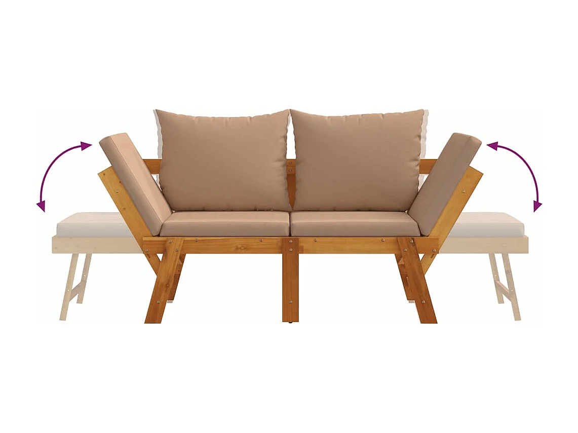 Gartenbank mit Kissen 2-in-1 Massivholz Akazie