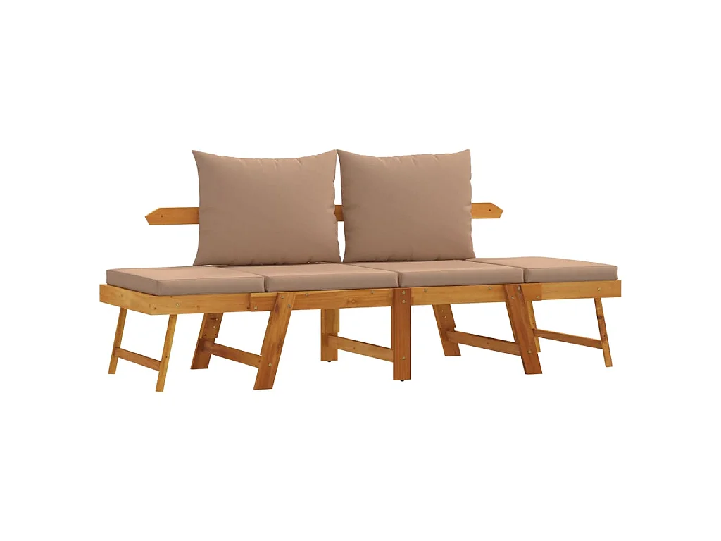 Panca da Giardino con Cuscini 2-in-1 in Legno di Acacia