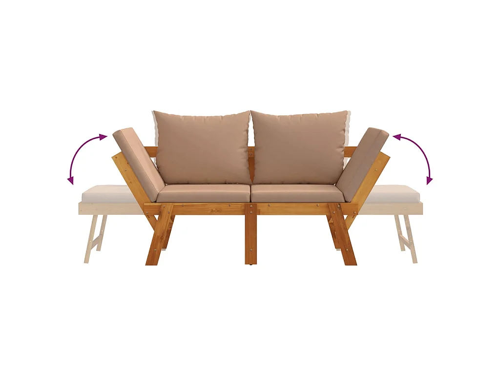 Panca da Giardino con Cuscini 2-in-1 in Legno di Acacia