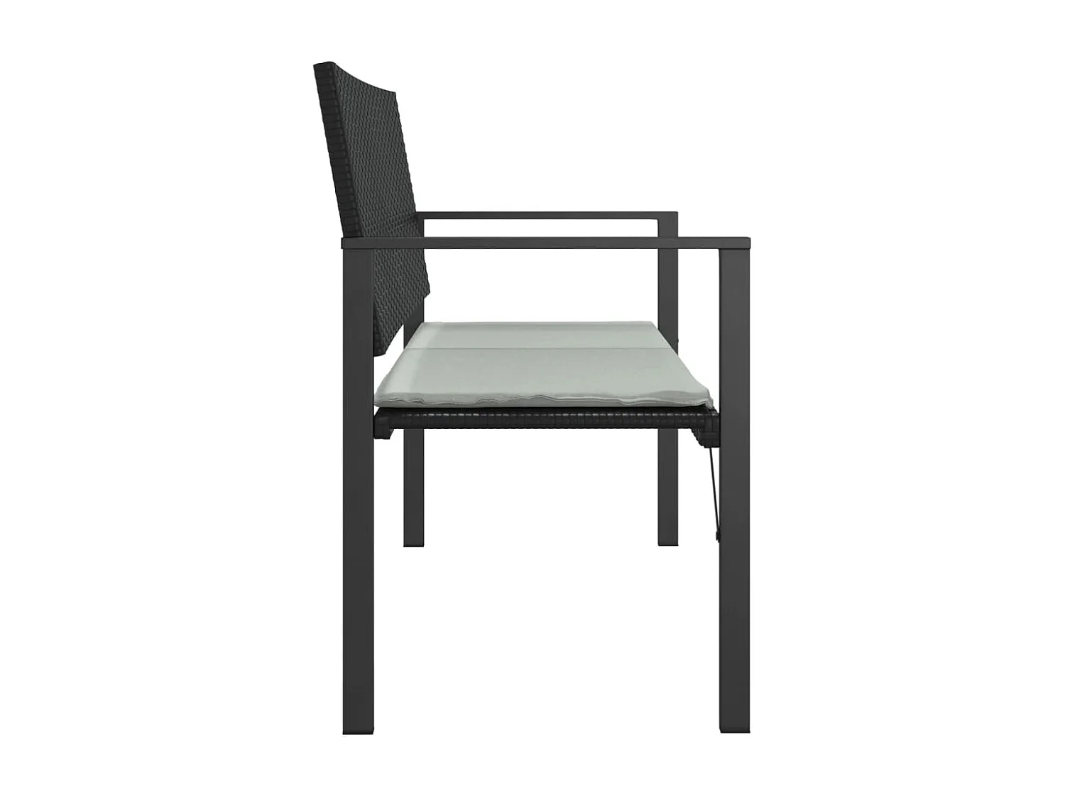 Banc de jardin à 2 places avec coussin noir résine tressée