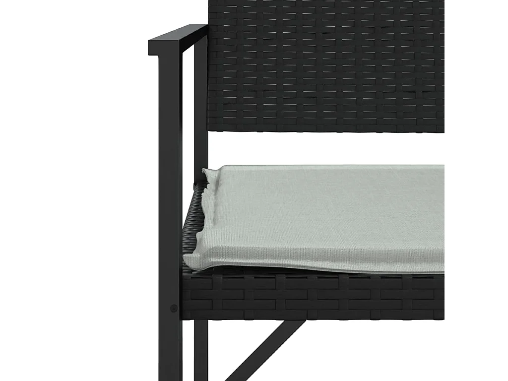 Banc de jardin à 2 places avec coussin noir résine tressée