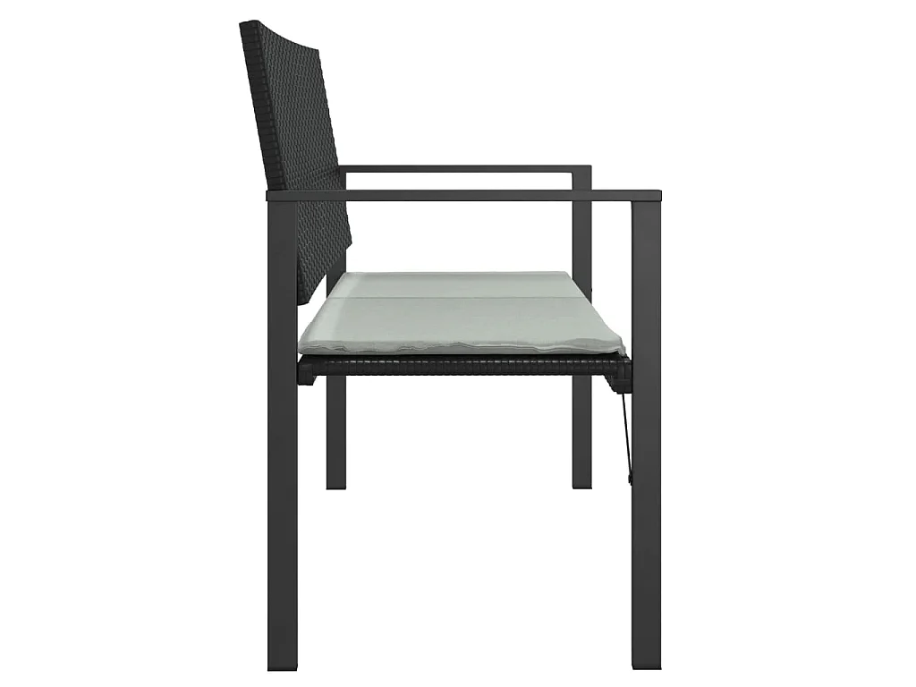 Banc de jardin à 2 places avec coussin noir résine tressée