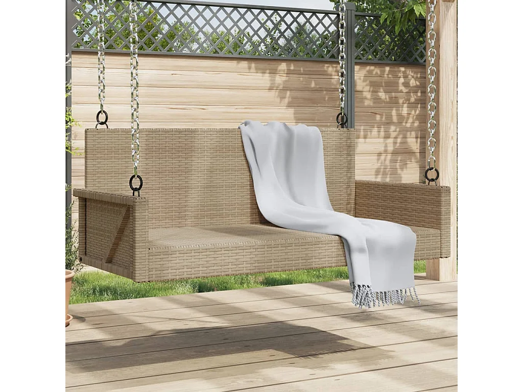 Panchina a Dondolo Beige 119x56x48 cm in Polyrattan