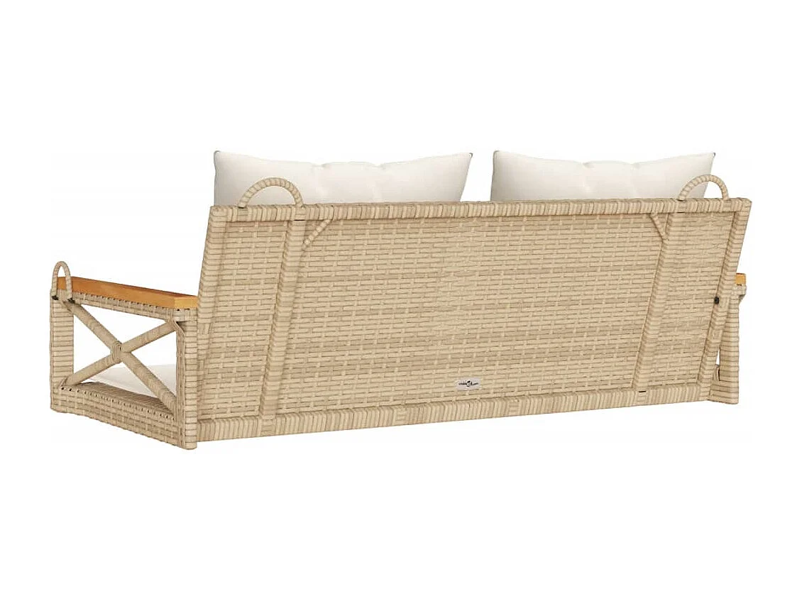 Balancelle avec coussins beige 109x62x40 cm résine tressée