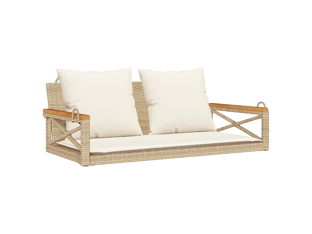 Balancelle avec coussins beige 109x62x40 cm résine tressée