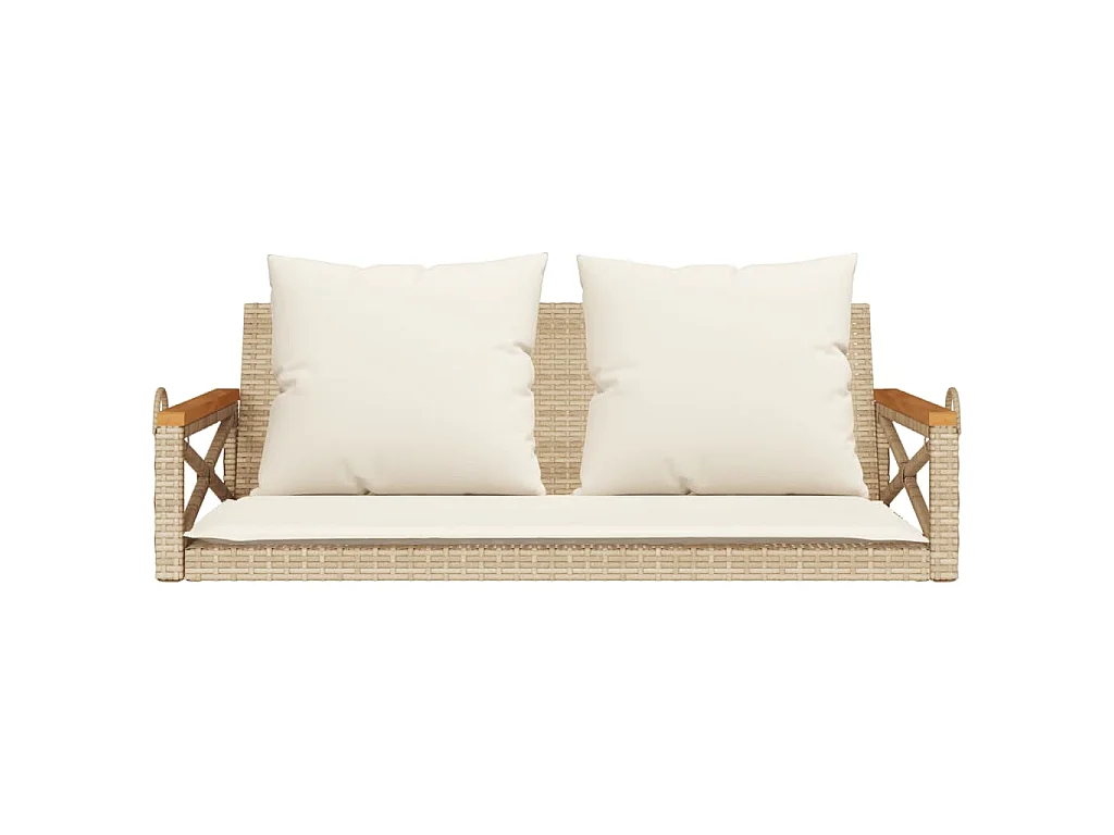 Balancelle avec coussins beige 109x62x40 cm résine tressée