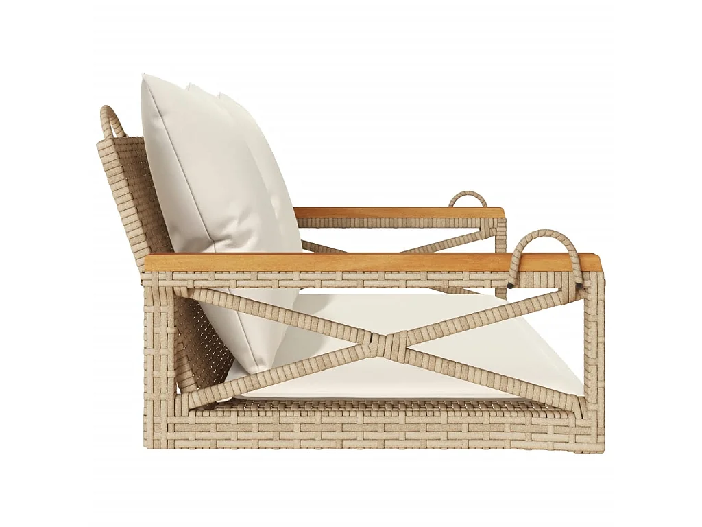 Balancelle avec coussins beige 109x62x40 cm résine tressée