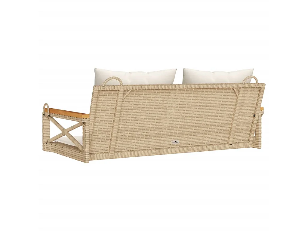 Balancelle avec coussins beige 109x62x40 cm résine tressée