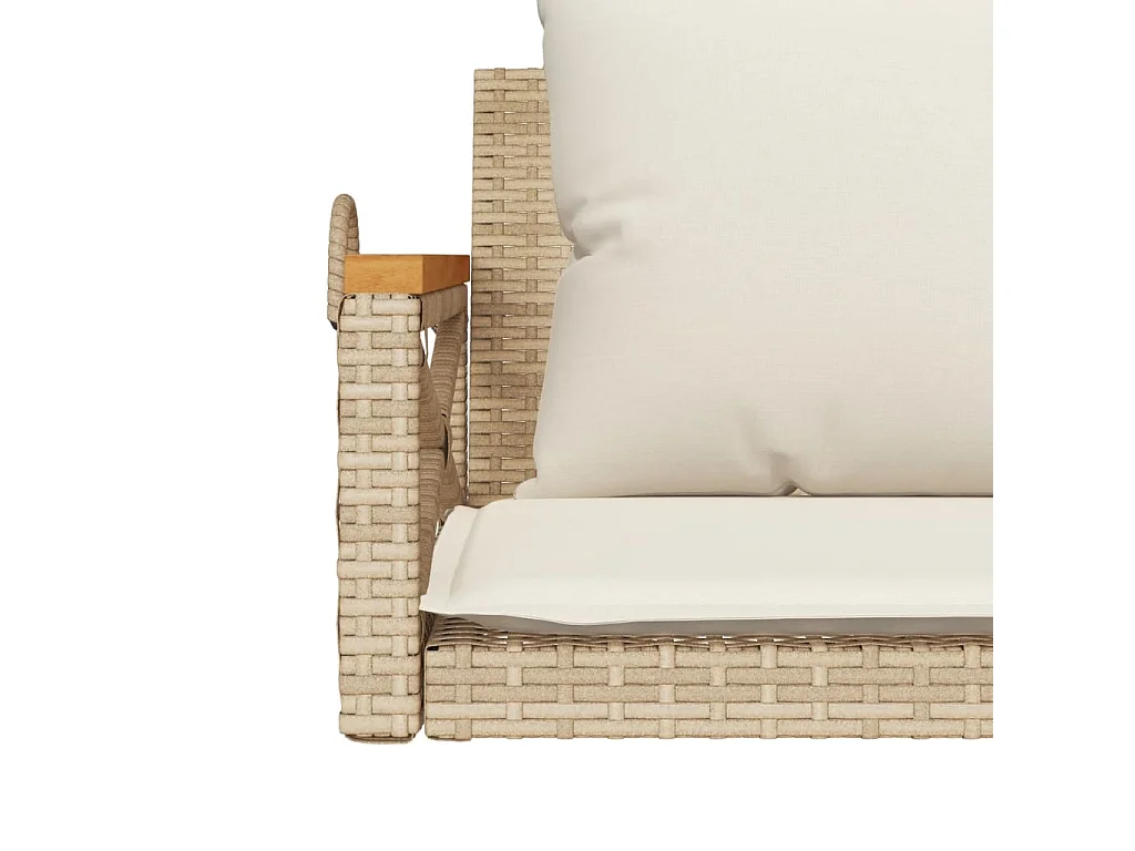 Schommelbank met kussens 109x62x40 cm poly rattan beige