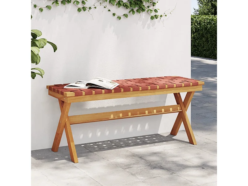 Banc de jardin rouge bois massif d'acacia et tissu