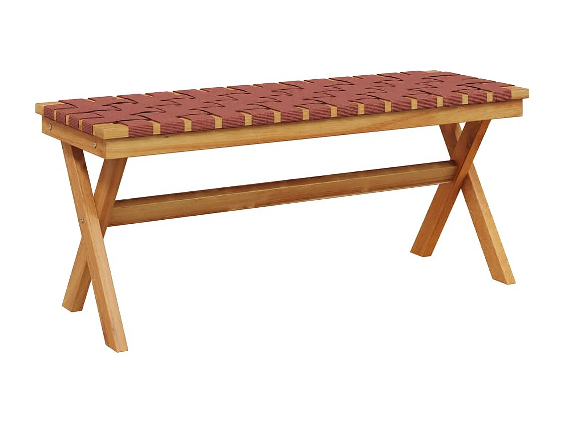 Banc de jardin rouge bois massif d'acacia et tissu