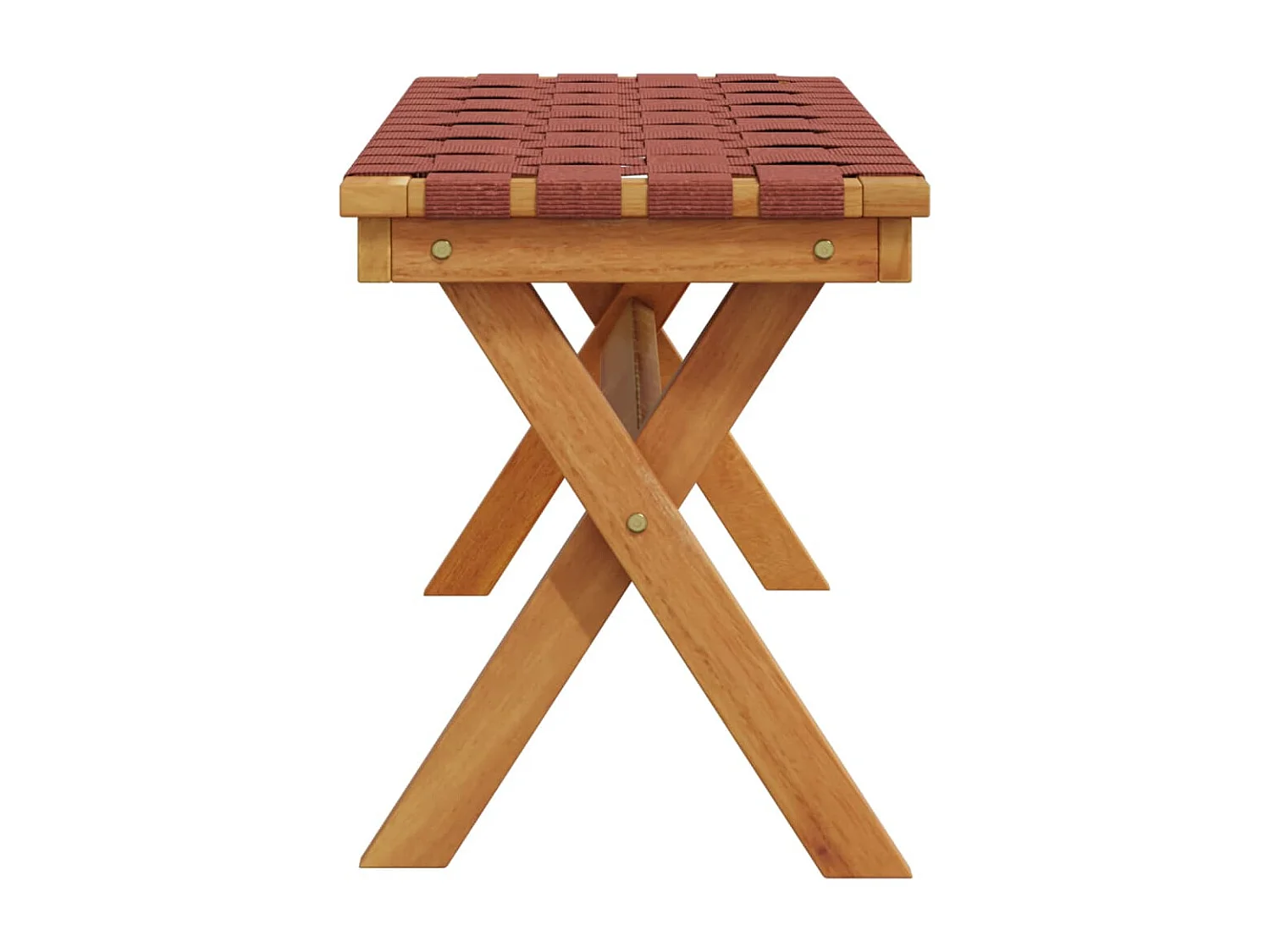 Banc de jardin rouge bois massif d'acacia et tissu