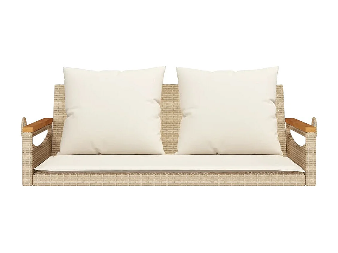 Hängebank mit Kissen Beige 109x62x40 cm Poly Rattan