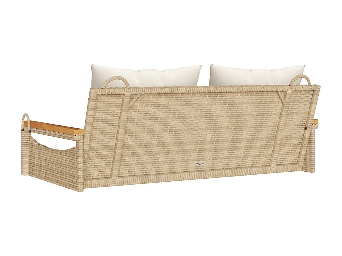 Hängebank mit Kissen Beige 109x62x40 cm Poly Rattan