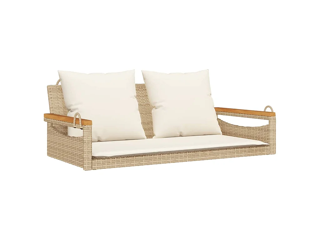Balancelle avec coussins beige 109x62x40 cm résine tressée