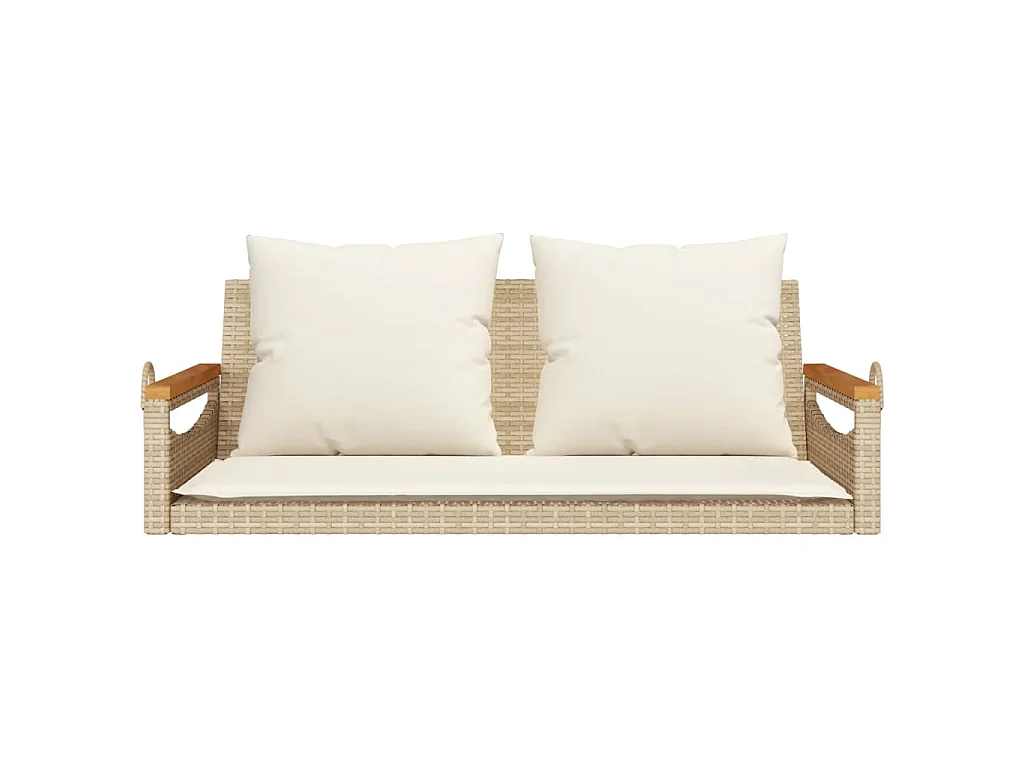 Balancelle avec coussins beige 109x62x40 cm résine tressée
