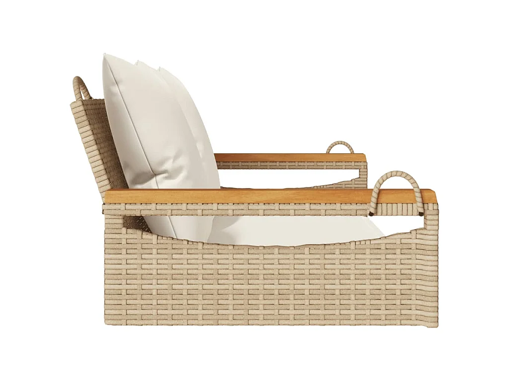 Balancelle avec coussins beige 109x62x40 cm résine tressée