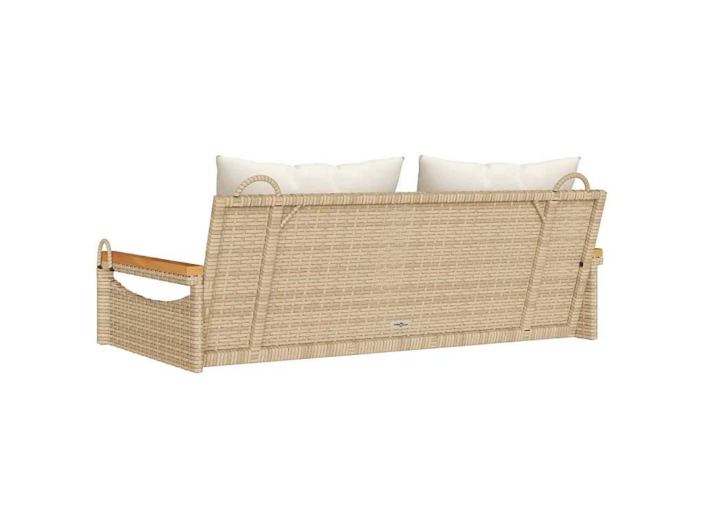 Balancelle avec coussins beige 109x62x40 cm résine tressée