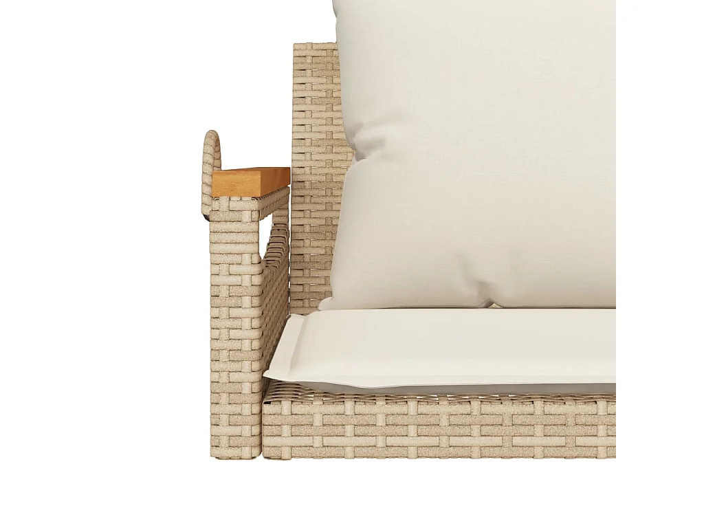 Schommelbank met kussens 109x62x40 cm poly rattan beige