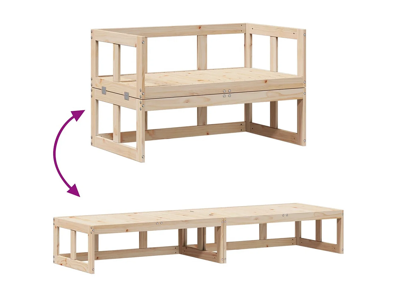 Canapé de jardin extensible bois massif de pin