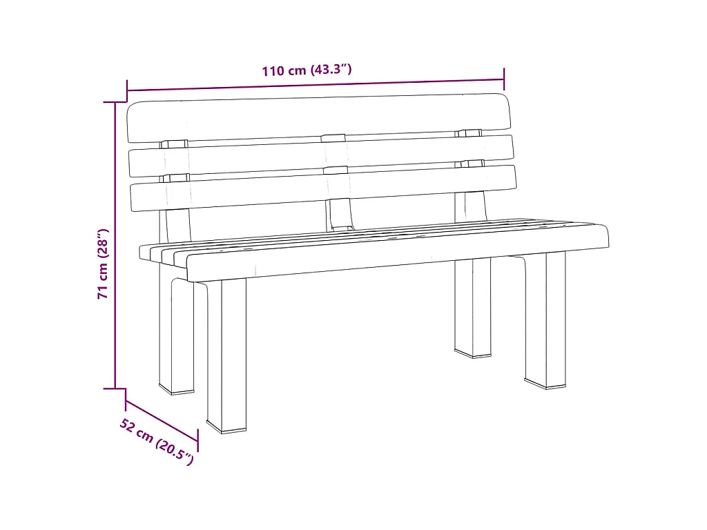 Banco de jardim 110x52x71 cm polipropileno verde