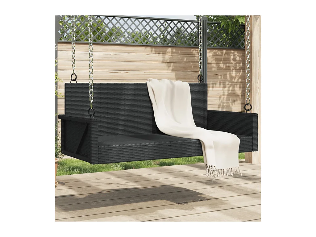 Hängebank Schwarz 119x56x48 cm Poly Rattan