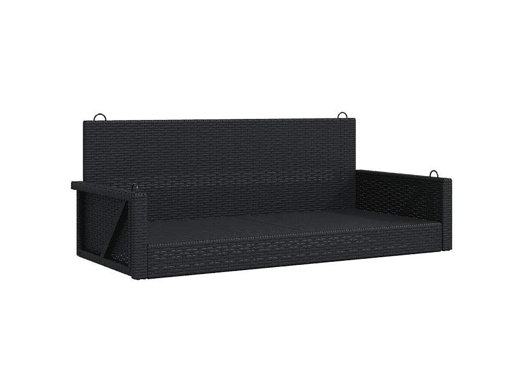 Panchina a Dondolo Nera 119x56x48 cm in Polyrattan