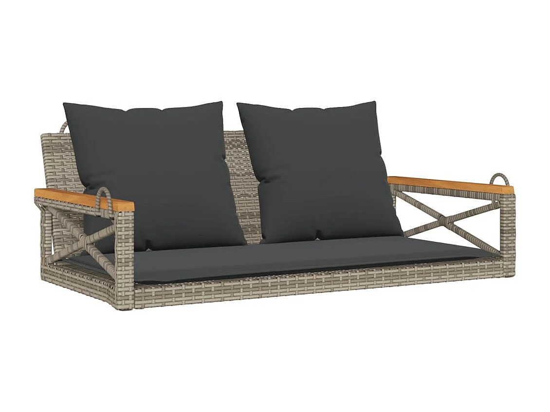 Banco columpio con cojines ratán sintético gris 109x62x40 cm