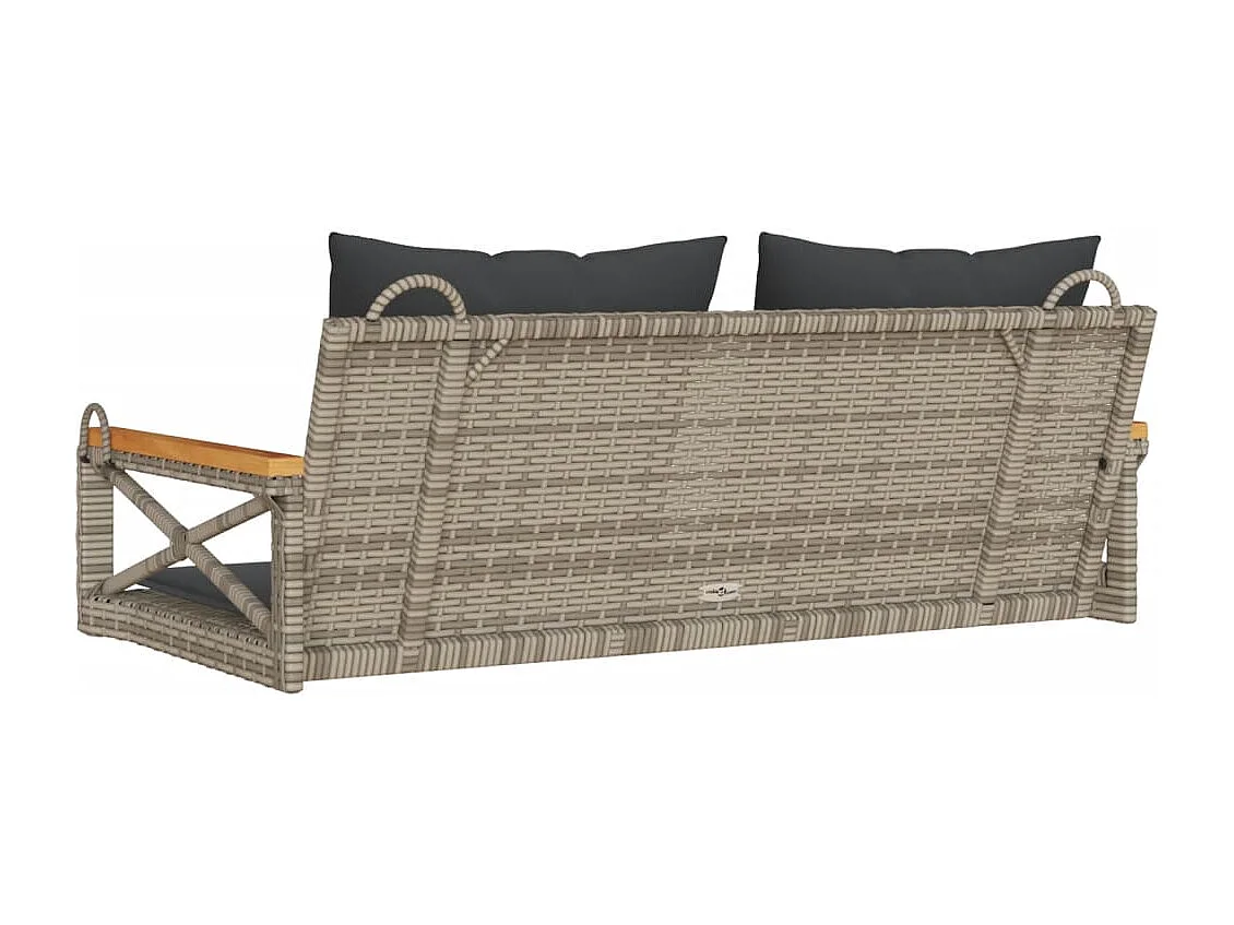 Hängebank mit Kissen Grau 109x62x40 cm Poly Rattan