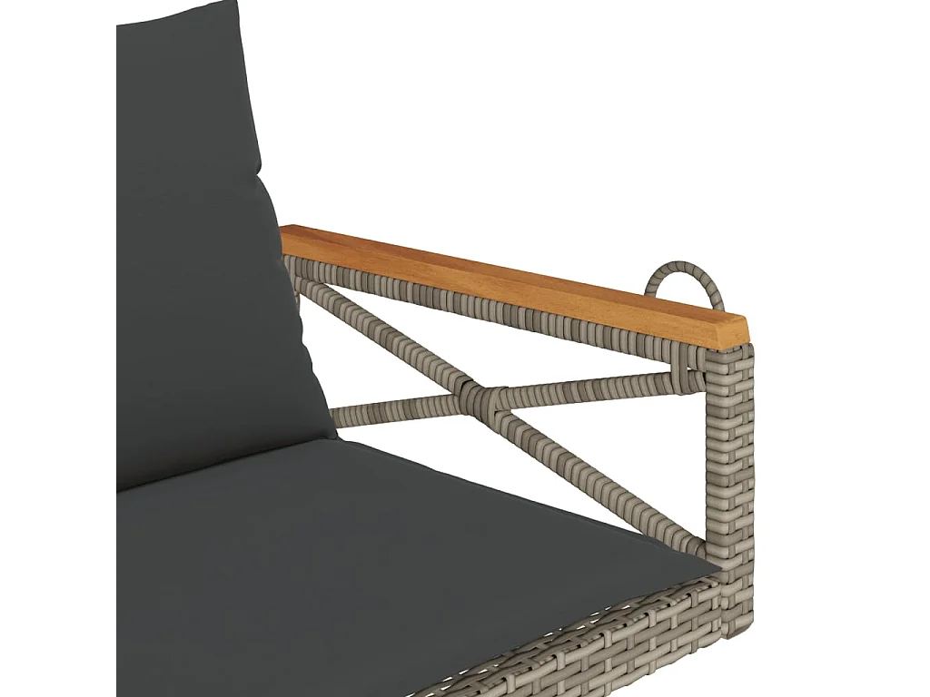 Hängebank mit Kissen Grau 109x62x40 cm Poly Rattan