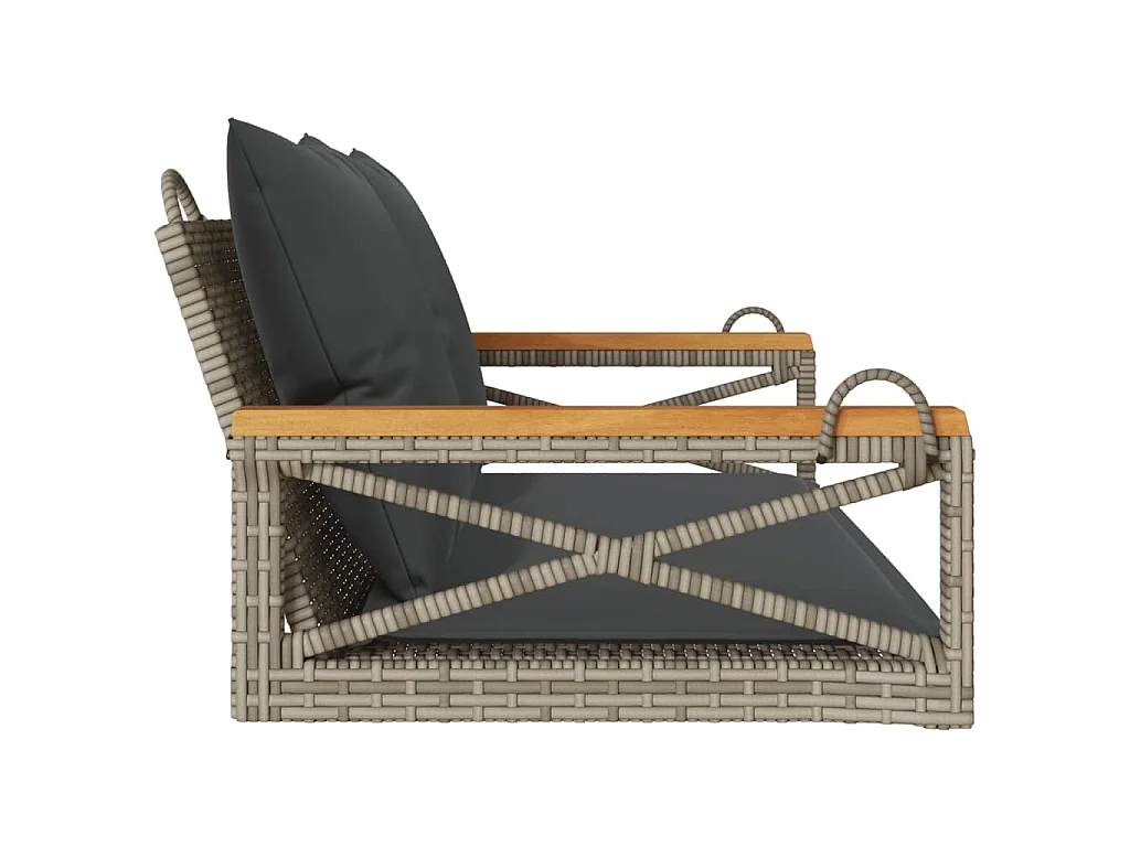 Schommelbank met kussens 109x62x40 cm poly rattan grijs