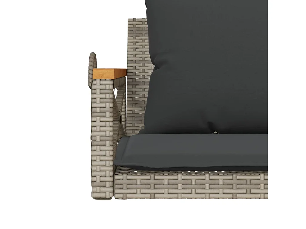 Schommelbank met kussens 109x62x40 cm poly rattan grijs