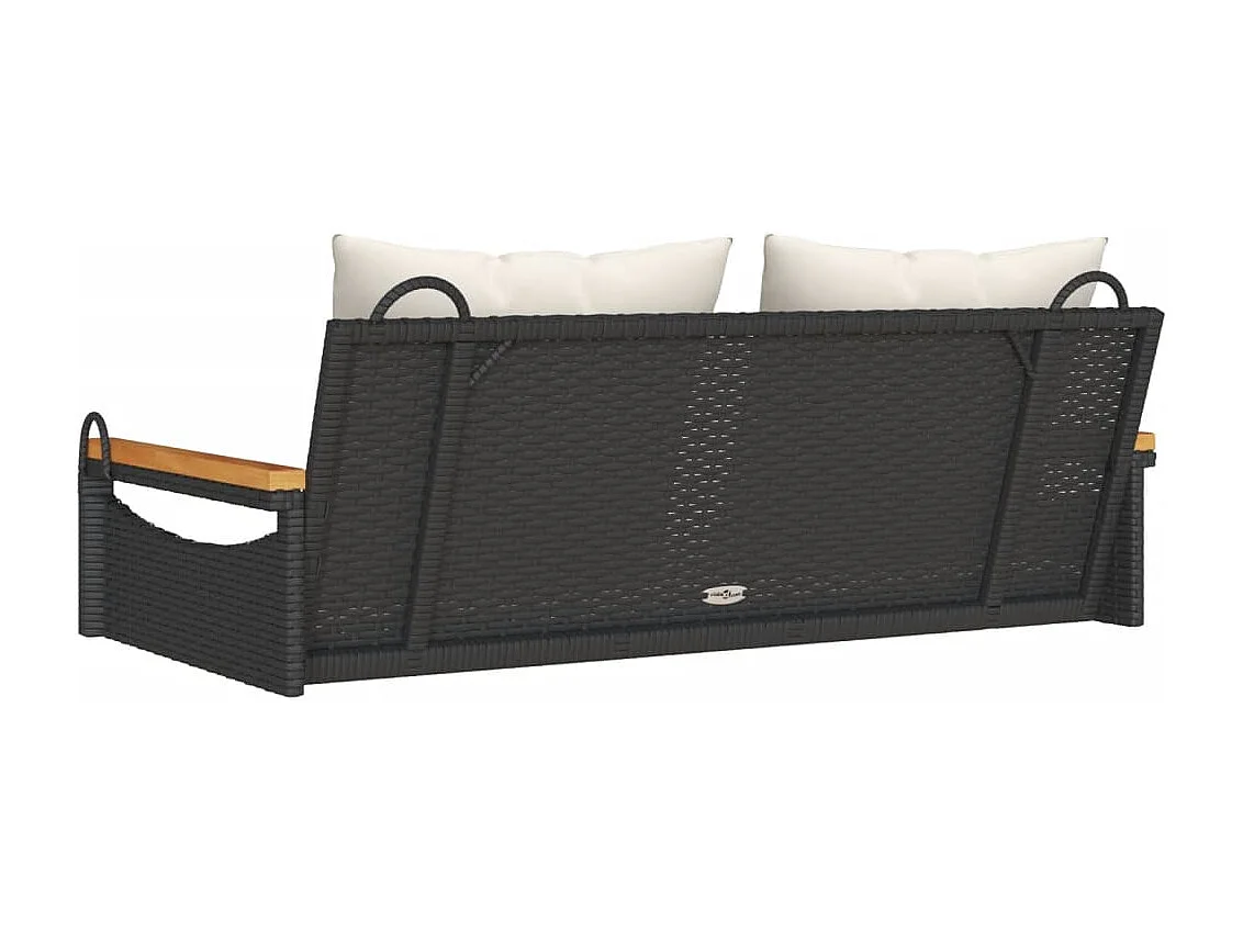 Balancelle avec coussins noir 109x62x40 cm résine tressée