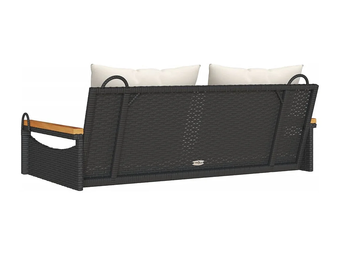 Banco columpio con cojines ratán sintético negro 109x62x40 cm