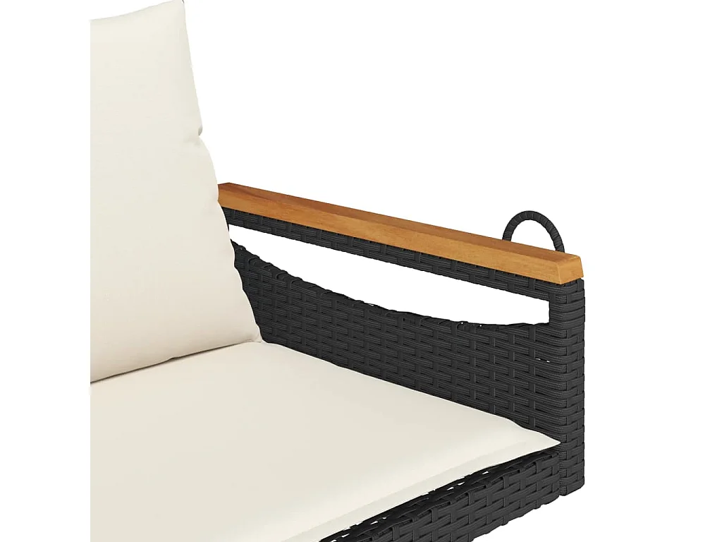 Balancelle avec coussins noir 109x62x40 cm résine tressée