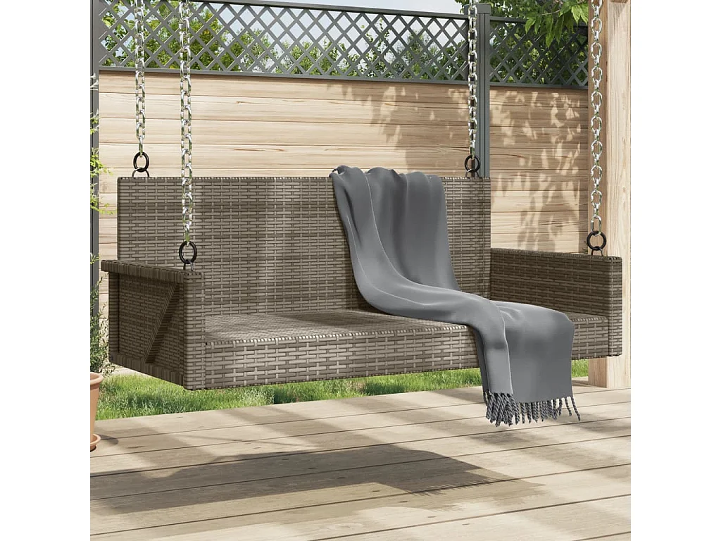 Banco columpio de ratán sintético gris 119x56x48 cm