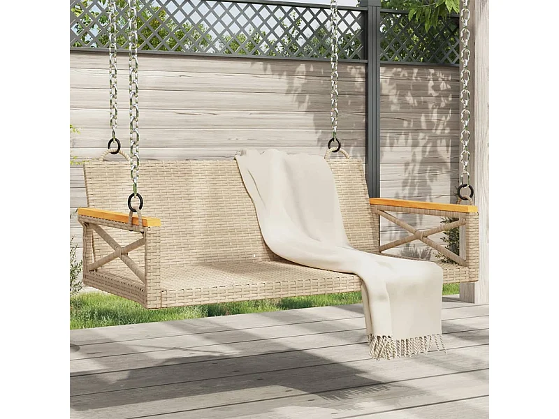 Hängebank Beige 109x62x40 cm Poly Rattan