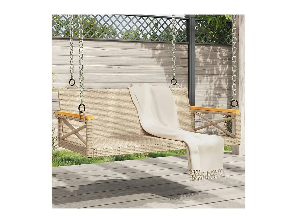 Schommelbank 109x62x40 cm poly rattan beige