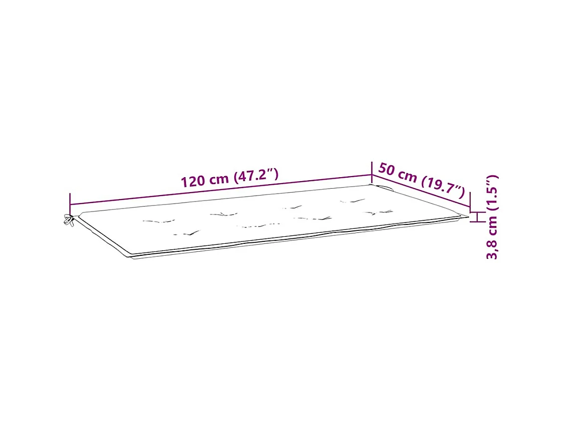Bank Batavia met groen kussen 120 cm massief teakhout