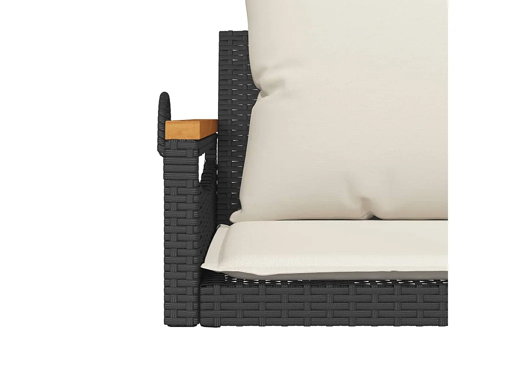Schommelbank met kussens 63x62x40 cm poly rattan zwart