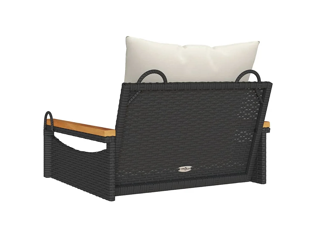 Schommelbank met kussens 63x62x40 cm poly rattan zwart