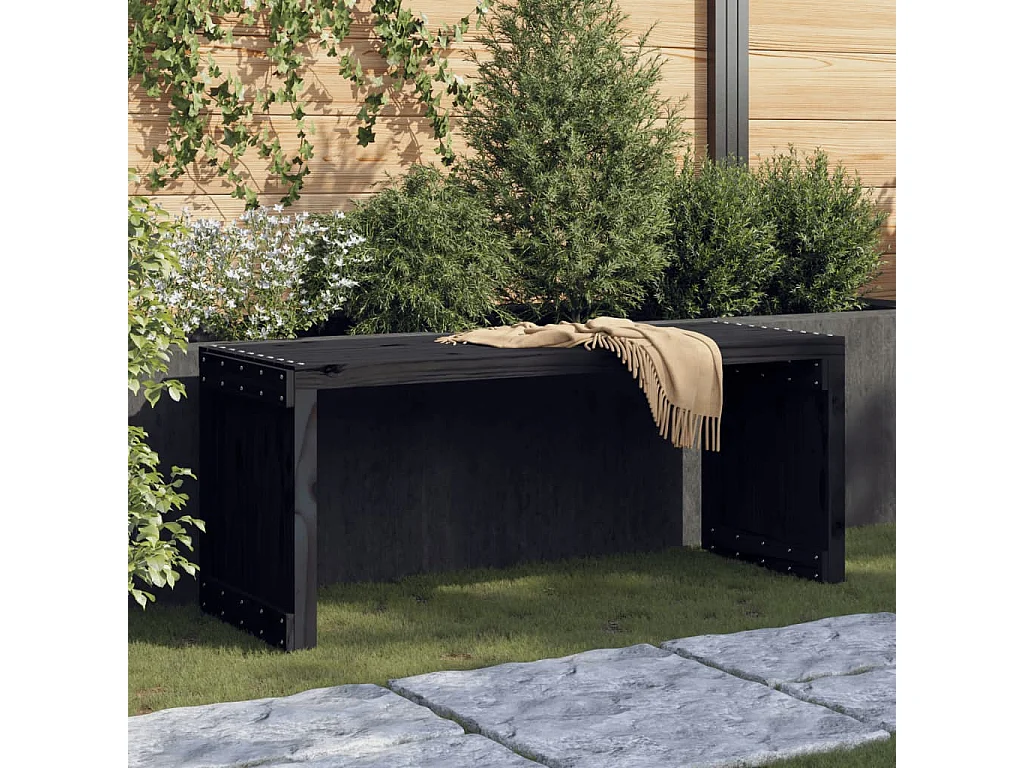 Banco de jardim extensível 212,5x40,5x45 cm pinho maciço preto