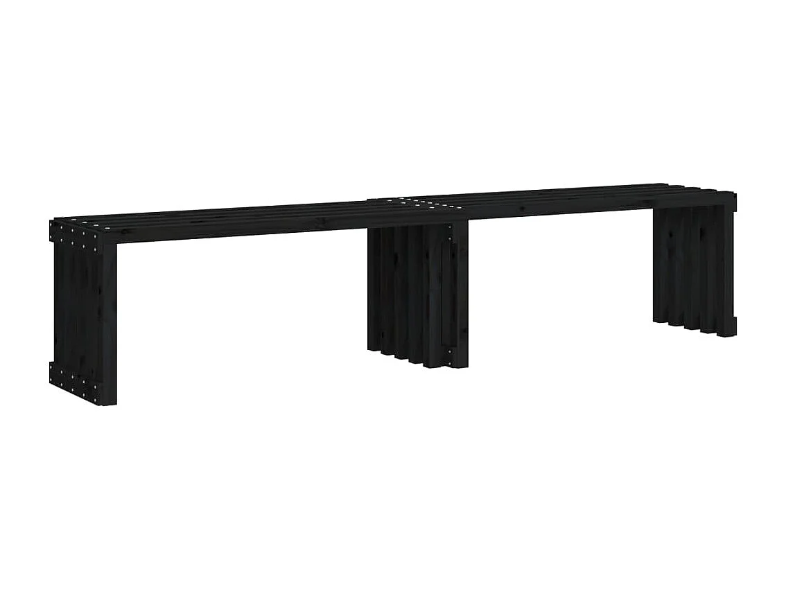 Banco de jardim extensível 212,5x40,5x45 cm pinho maciço preto