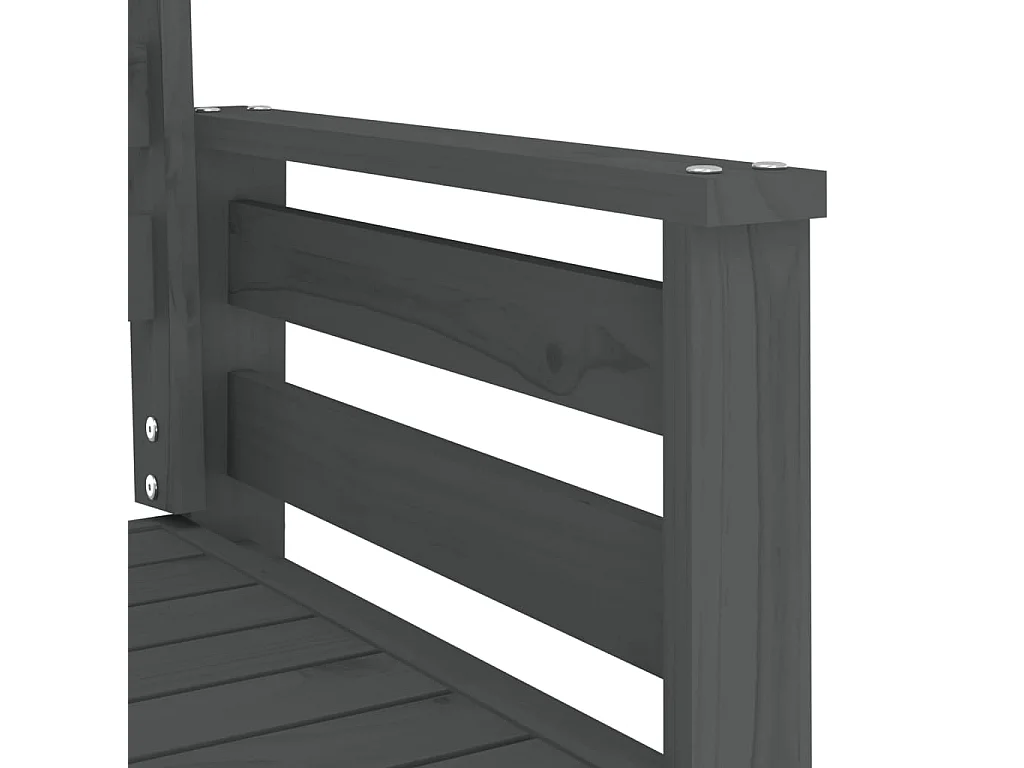 Banc de jardin avec table 2 places gris bois massif de pin