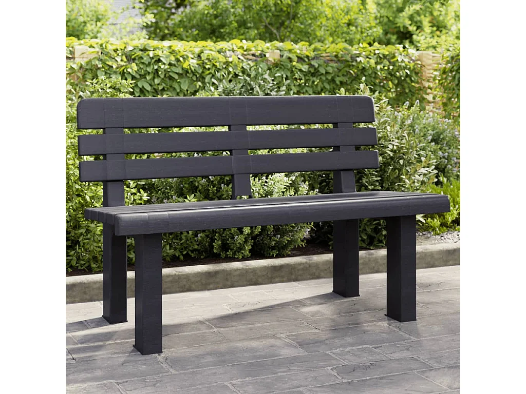 Banco de jardín polipropileno gris antracita 110x52x71 cm