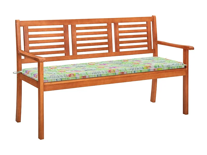 Panchina da Giardino 3 Posti e Cuscino 150cm Massello Eucalipto