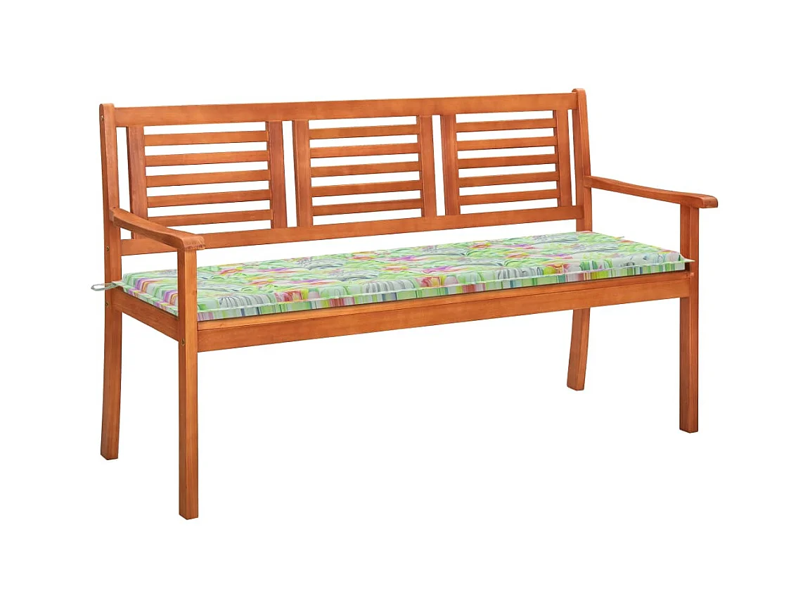Panchina da Giardino 3 Posti e Cuscino 150cm Massello Eucalipto