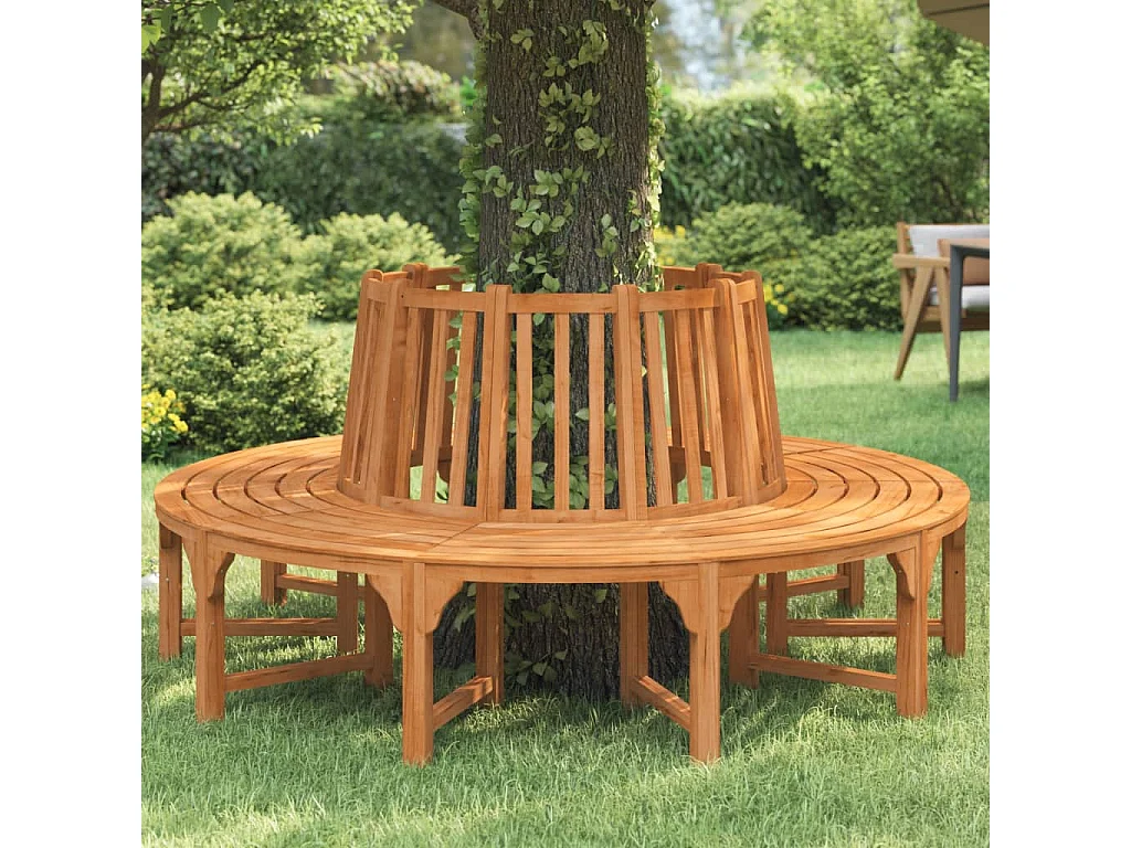 Banc de tour d'arbre rond Ø208 cm bois massif eucalyptus