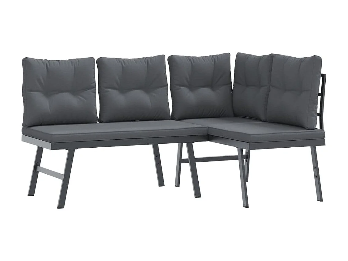 Bancs de jardin avec coussins lot de 2 acier enduit de poudre